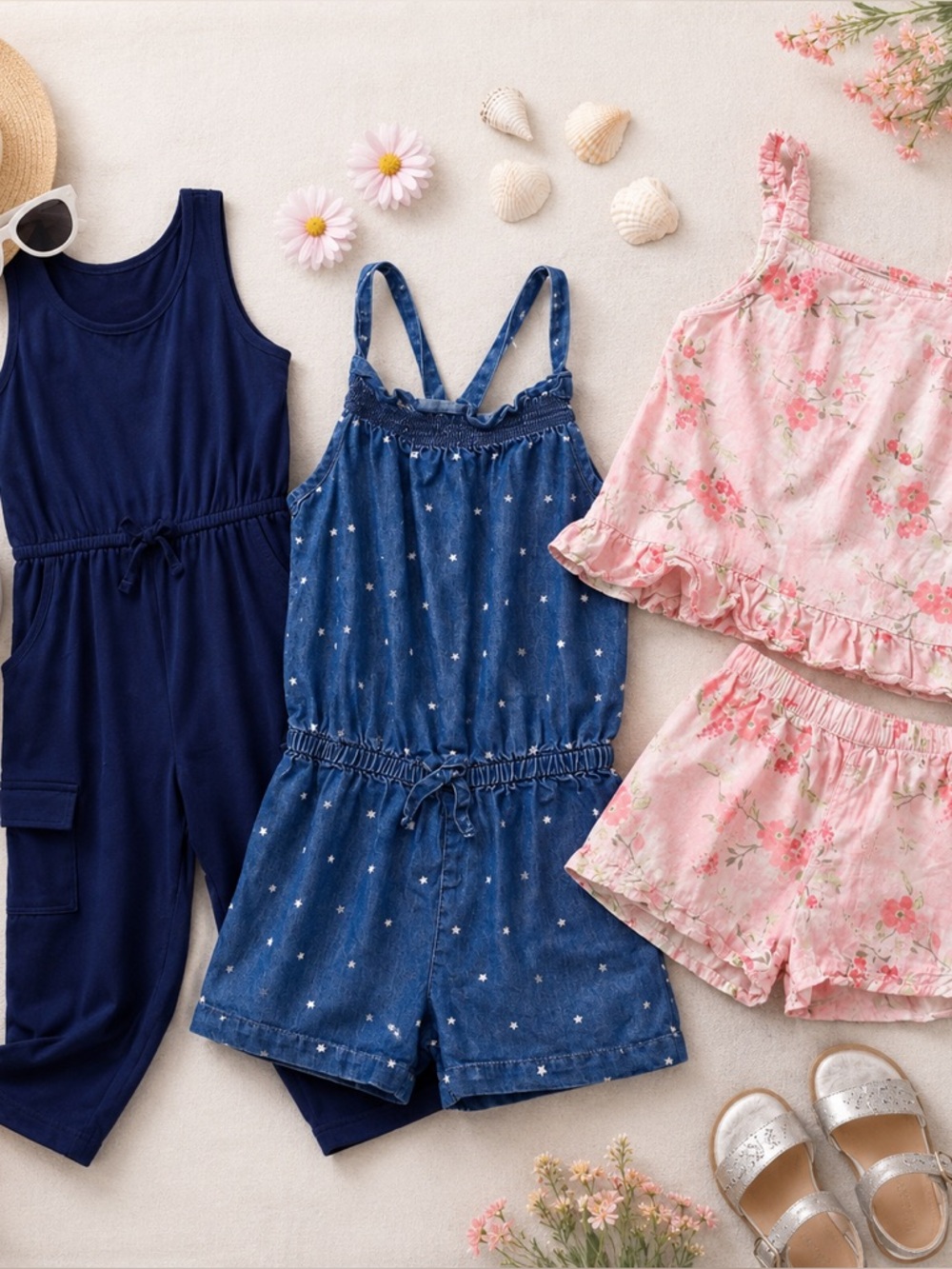 Girls Summer Outfit Bundle Size 7/7-8 Wonder Nation Cat & Jack Vince Camuto